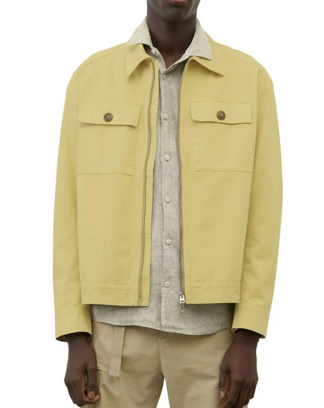 Homme Marc O'Polo Blouson Coton Organic Double Poche jaune clair