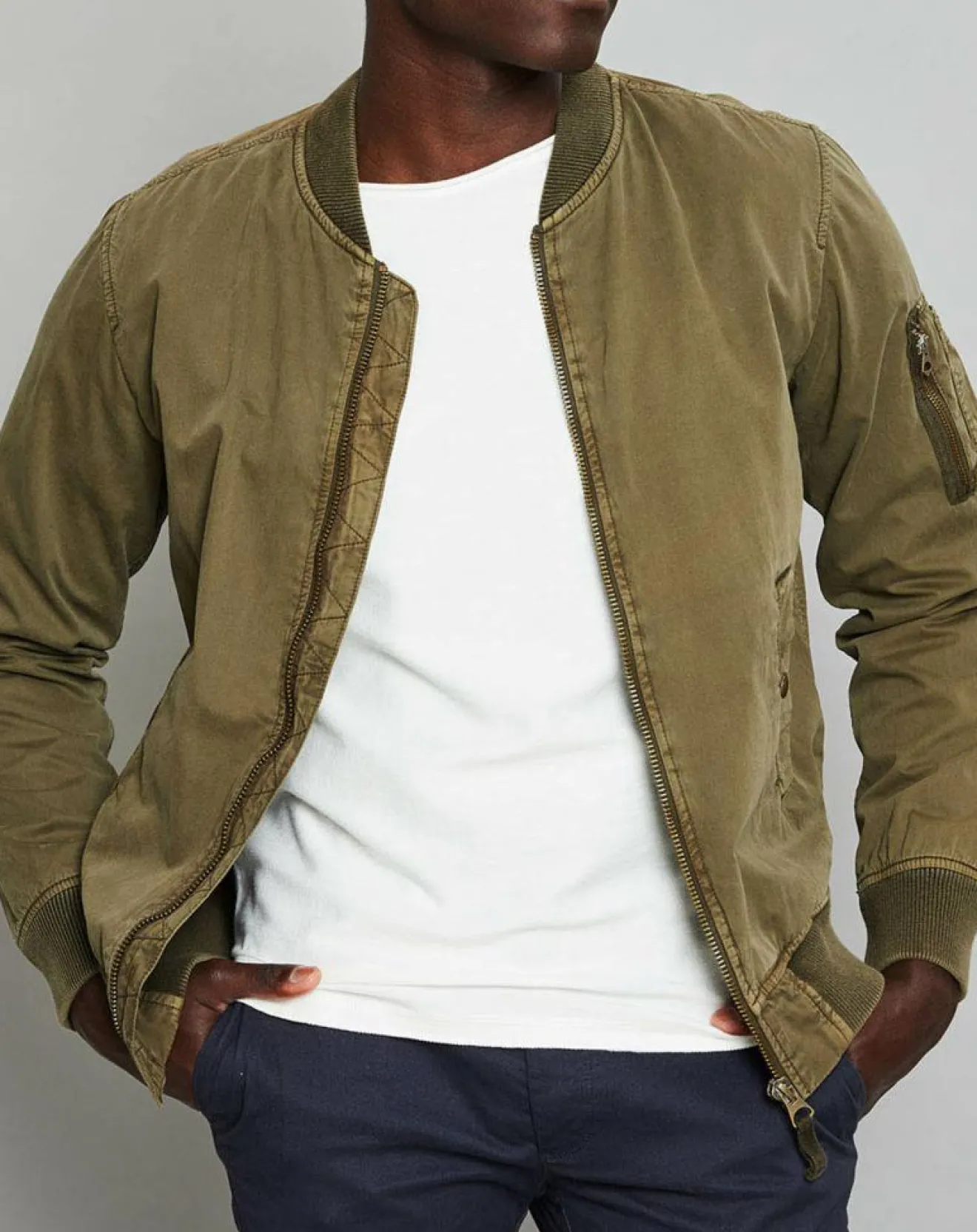 Homme Jack & Jones Blouson Cotton Wash kaki