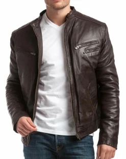 Homme Chyston Blouson en Cuir Alessandro marron
