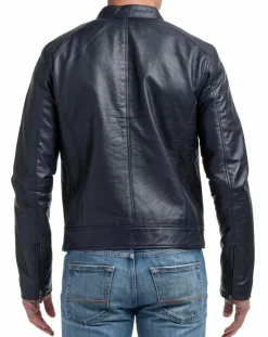 Chyston Blouson en Cuir Alessandro bleu