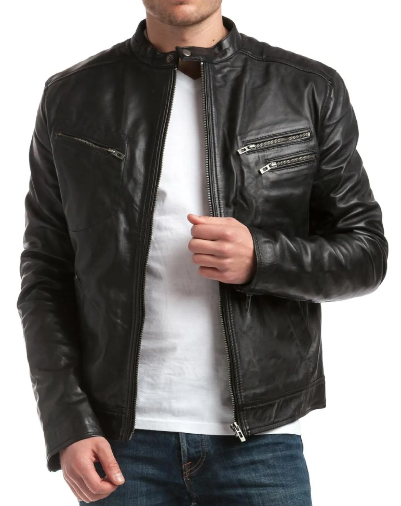 Chyston Blouson en Cuir Alessandro noir