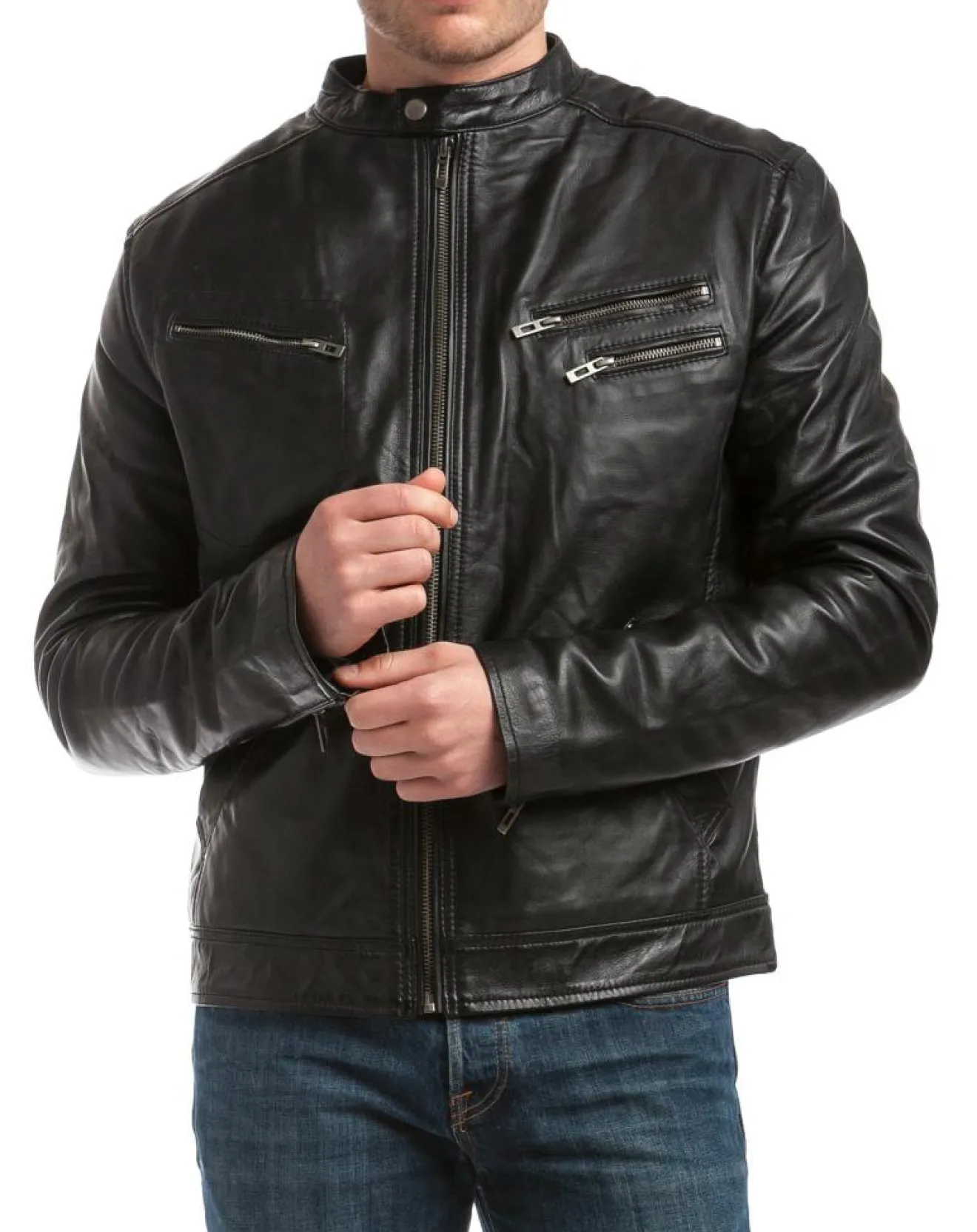 Chyston Blouson en Cuir Alessandro noir