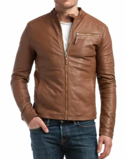 Homme Chyston Blouson en Cuir Ben cognac