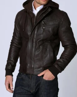 Homme Chyston Blouson en Cuir Luigi marron
