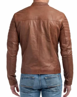 Homme Chyston Blouson en Cuir Manuel cognac