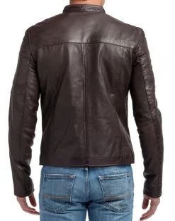 New Chyston Blouson en Cuir Manuel marron