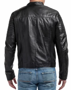 Homme Chyston Blouson en Cuir Manuel noir