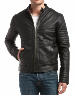 Clearance Chyston Blouson en Cuir Tristan noir