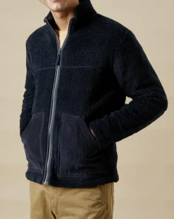 Homme Hartford Blouson en Fausse Fourrure Zip marine