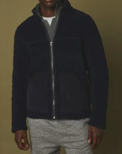 Homme Hartford Blouson en Fausse Fourrure Zip marine