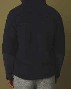 Homme Hartford Blouson en Fausse Fourrure Zip marine