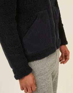 Homme Hartford Blouson en Fausse Fourrure Zip marine