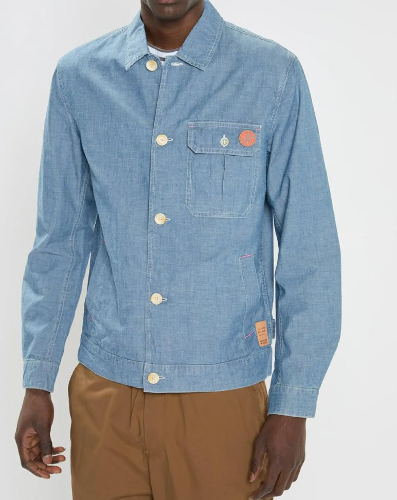Homme Scotch & Soda Blouson en Jean Chambray bleu