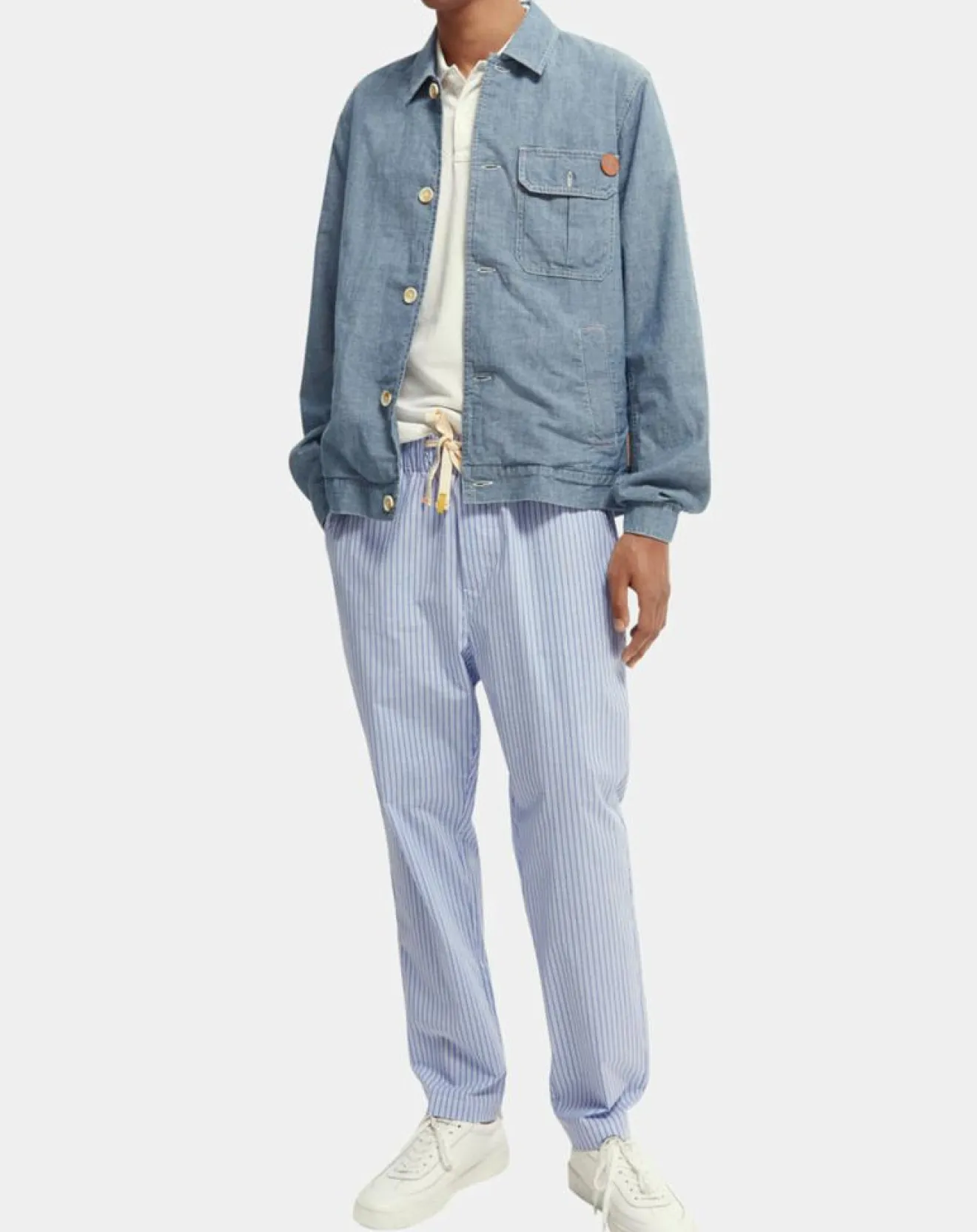 Homme Scotch & Soda Blouson en Jean Chambray bleu