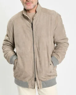 Homme Hackett London Blouson en Velours de Cuir beige