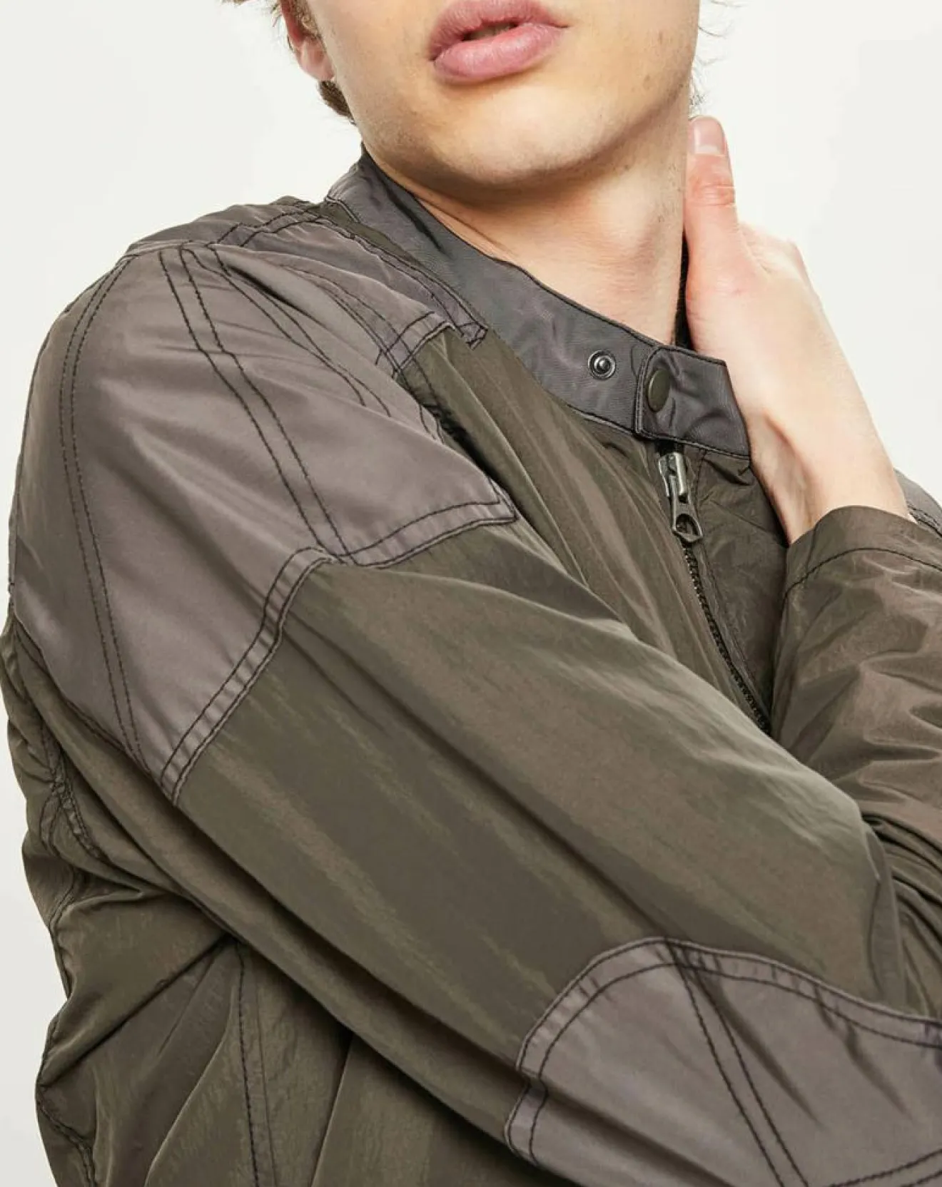 Homme Pepe Jeans Blouson Motard Nylon marron/gris