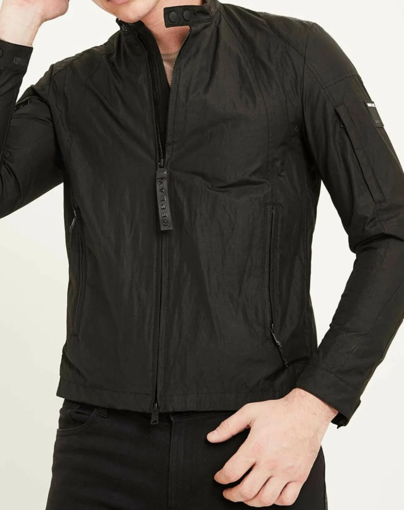 Outlet Replay Blouson Motard Nylon noir