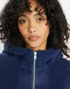 Hot Lou Andrea Blouson réversible en Fausse Fourrure Short Hood indigo