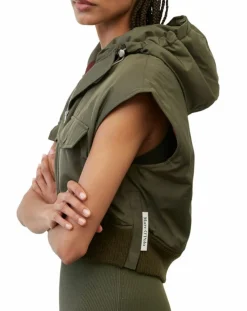 Femme Marc O'Polo Blouson sans manches court à capuche kaki
