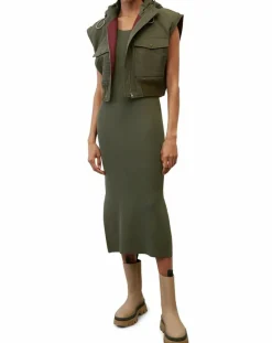 Femme Marc O'Polo Blouson sans manches court à capuche kaki