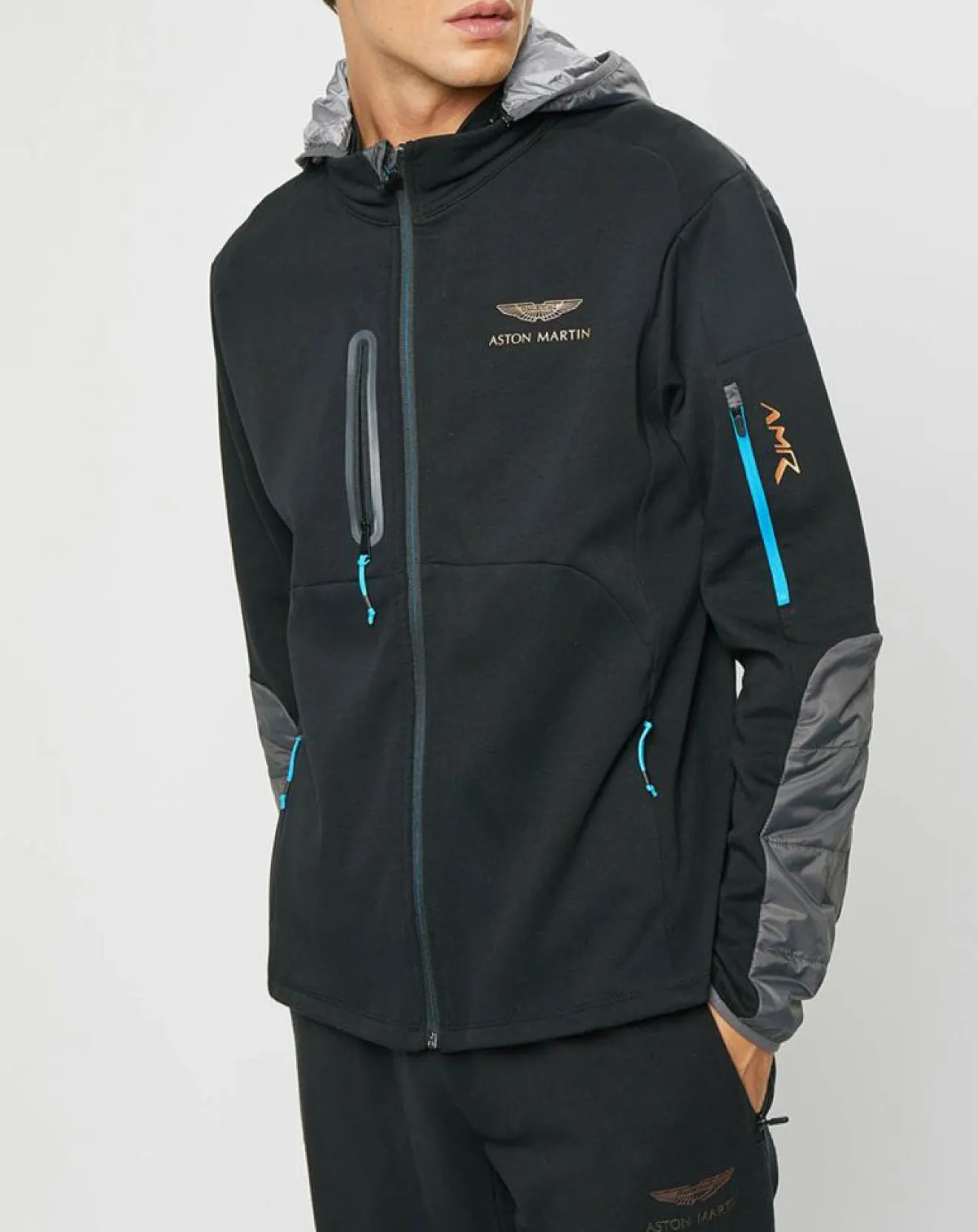 Outlet Hackett London Blouson Sweat Hybride Aston Martin Racing noir