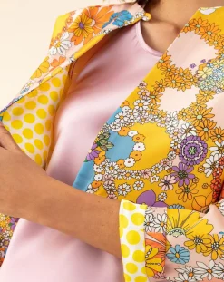 Femme Bleu Blanc Rouge Bolero Hortense bouquet/pois