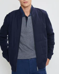 Best Hackett London Bombers en Cachemire mélangé bimatière Nylon Tricot bleu marine
