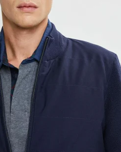 Best Hackett London Bombers en Cachemire mélangé bimatière Nylon Tricot bleu marine