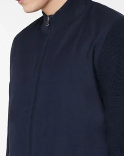 Best Hackett London Bombers en Cachemire mélangé bimatière Nylon Tricot bleu marine
