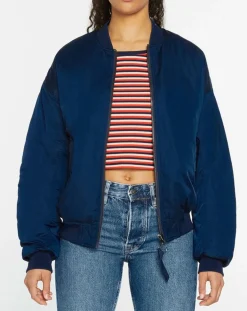 Femme Pepe Jeans Bombers Fronce Int bleu foncé