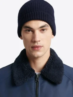 Hot Devred Bonnet uni en viscose mélangée bleu marine