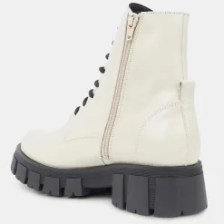 New Galeries Lafayette Boots à lacets semelle épaisse beiges - Talon 4,5 cm