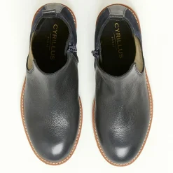 Enfant Cyrillus Boots bi-matière en Cuir bleu foncé