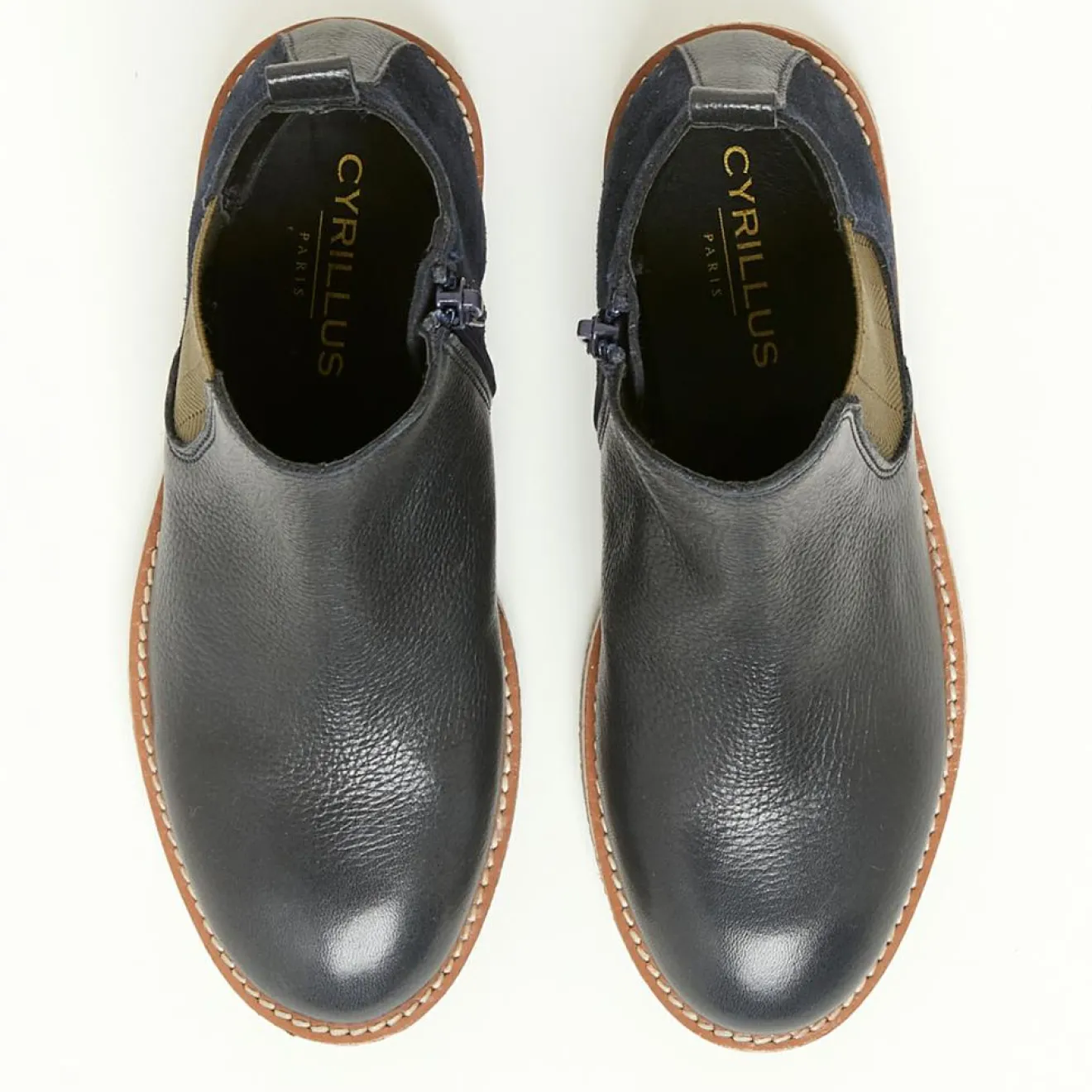 Enfant Cyrillus Boots bi-matière en Cuir bleu foncé