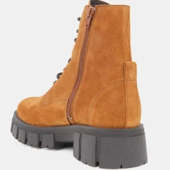 Discount Galeries Lafayette Boots en Cuir à lacets semelle épaisse camel - Talon 4,5 cm