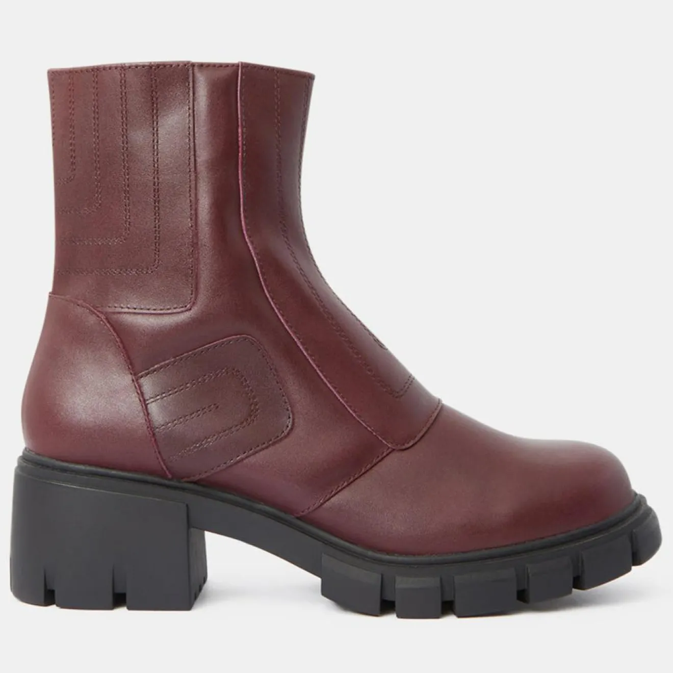 Femme Galeries Lafayette Boots en Cuir matelassées rouge bordeaux - Talon 5,5 cm