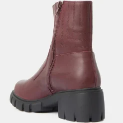 Femme Galeries Lafayette Boots en Cuir matelassées rouge bordeaux - Talon 5,5 cm