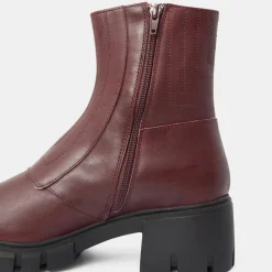 Femme Galeries Lafayette Boots en Cuir matelassées rouge bordeaux - Talon 5,5 cm