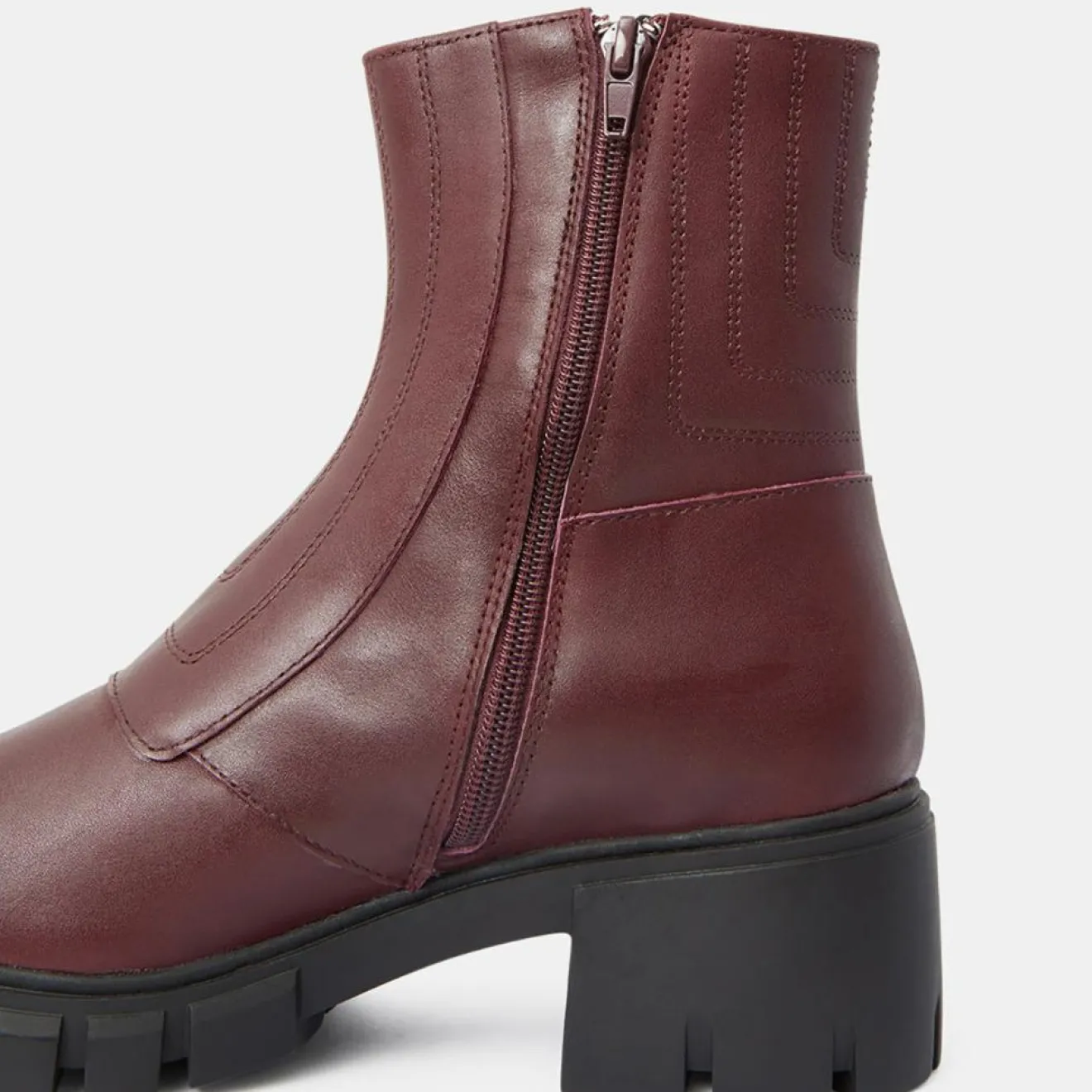 Femme Galeries Lafayette Boots en Cuir matelassées rouge bordeaux - Talon 5,5 cm