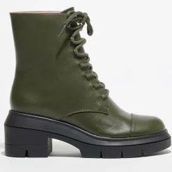 Femme Stuart Weitzman Boots en Cuir Nisha kaki - Talon 7,5 cm