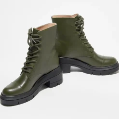 Femme Stuart Weitzman Boots en Cuir Nisha kaki - Talon 7,5 cm