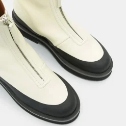 New Neous Boots en Cuir Zip écrues