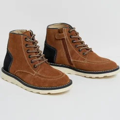 Enfant Cyrillus Boots en Velours de Cuir marron cognac