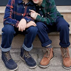 Enfant Cyrillus Boots en Velours de Cuir bleu nuit