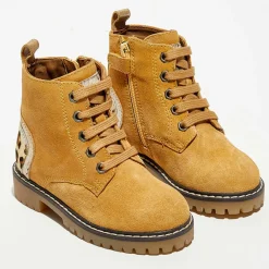 Sale Apologie Boots en Velours de Cuir Nina moutarde