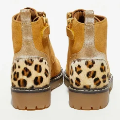 Sale Apologie Boots en Velours de Cuir Nina moutarde