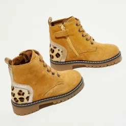 Sale Apologie Boots en Velours de Cuir Nina moutarde