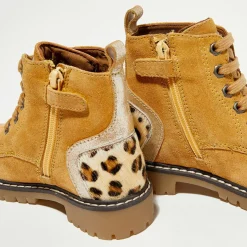 Sale Apologie Boots en Velours de Cuir Nina moutarde