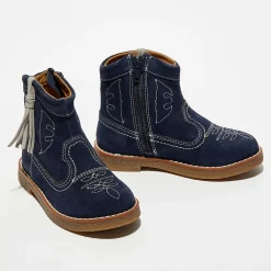 Sale Apologie Boots en Velours de Cuir Anka marine