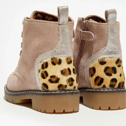 Enfant Apologie Boots en Velours de Cuir Nina beige rosé